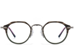 Gafas ovaladas de titanio y acetato plateadas #BS0218-0006