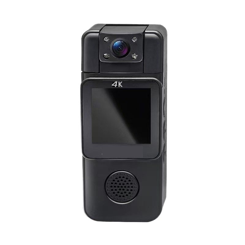 Minicámara de acción 4K de bolsillo con lente giratoria de 180° y detección de movimiento por Wi-Fi.