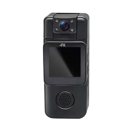 Minicámara de acción 4K de bolsillo con lente giratoria de 180° y detección de movimiento por Wi-Fi.