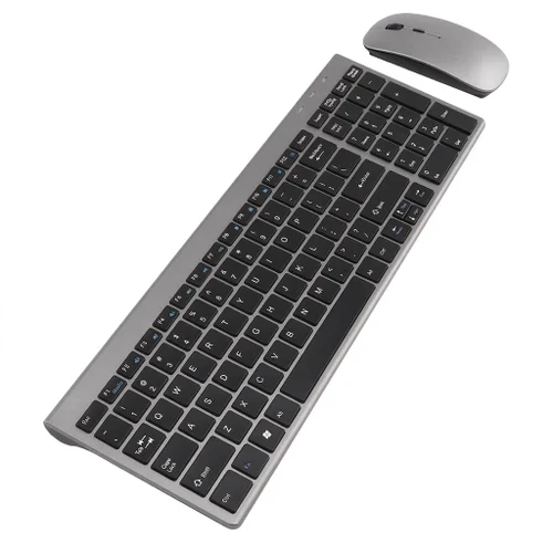 Ensemble clavier et souris sans fil 2,4 GHz ultra-fin avec touches à mécanisme ciseaux silencieuses