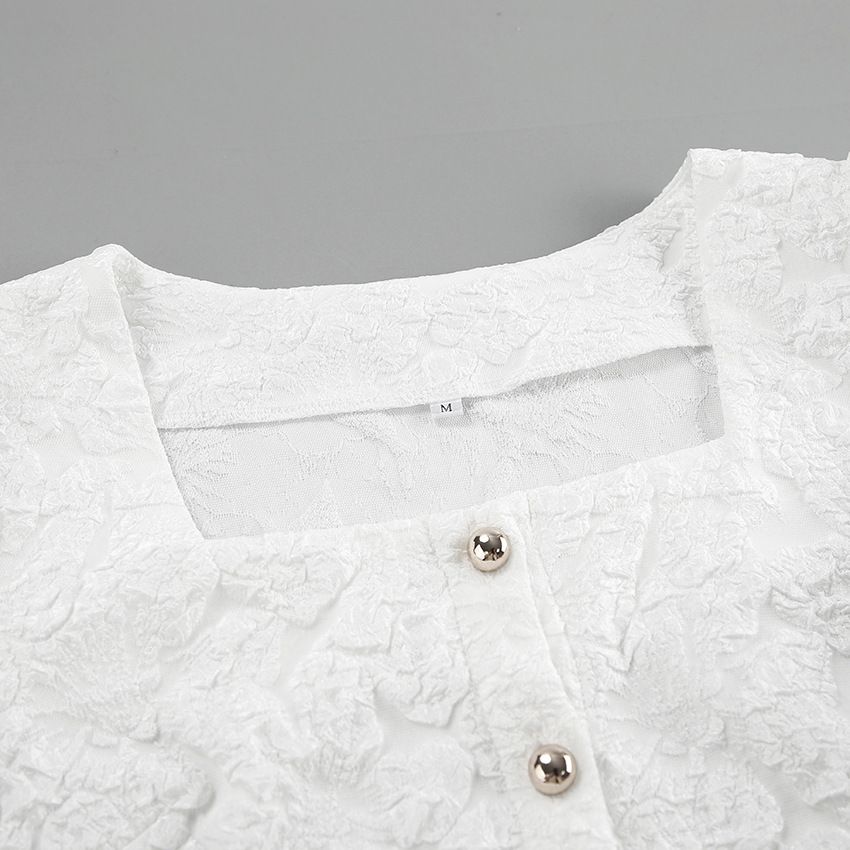 Blusa peplum de cuello cuadrado con estampado floral texturizado