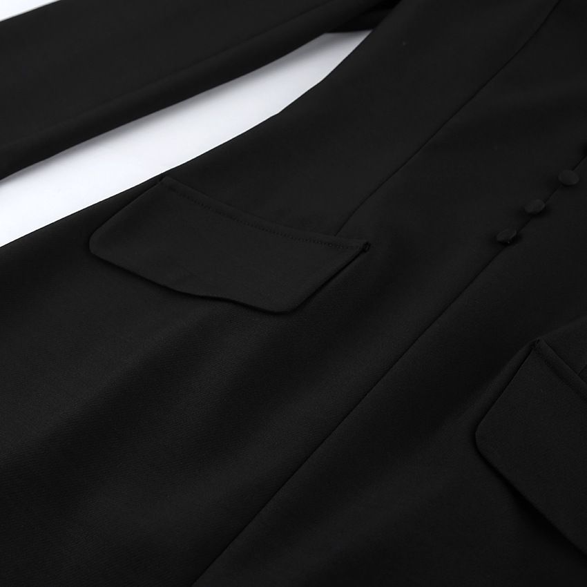 Elegante vestido tipo blazer con cuello alto - Corte entallado