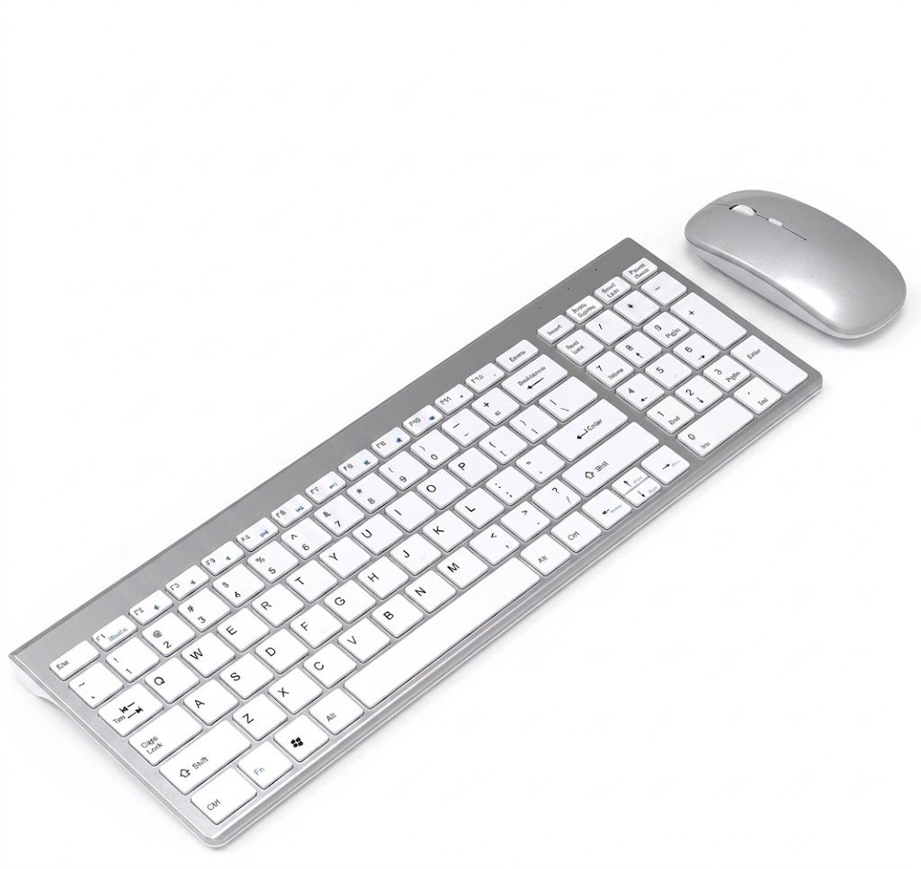 Ensemble clavier et souris sans fil 2,4 GHz rechargeable ultra-fin, autonomie de 20 jours