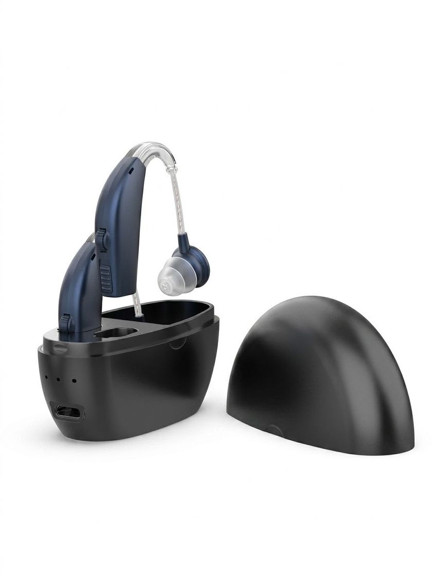 120dB GM-311 Pair Blue Rechargeable Hearing Aids 45H Battery Noise Cancelling #26240004