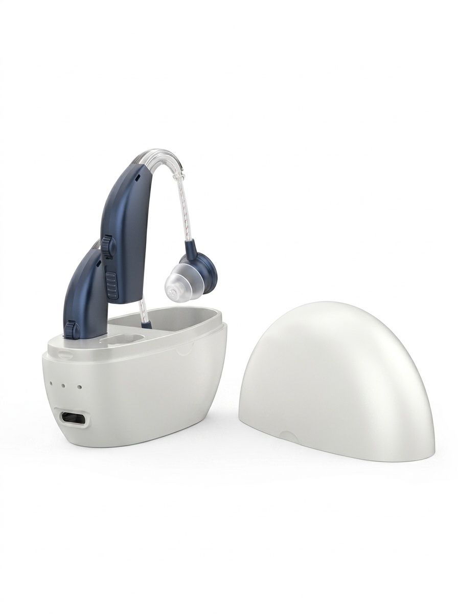 120dB GM-311 Pair Blue Rechargeable Hearing Aids 45H Battery Noise Cancelling #26240005