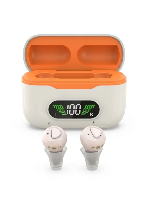 GM-990 Pair Beige AI Noise Reduction Hearing Aids UV Sterilization 120H #26240015