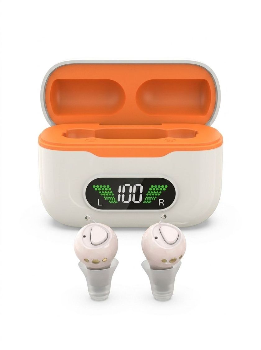 GM-990 Pair Beige AI Noise Reduction Hearing Aids UV Sterilization 120H #26240015