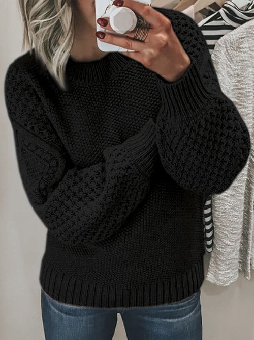 Strickpullover in schmaler Passform mit Rundhalsausschnitt und langen Ärmeln - Frühling Herbst Winter SSU-00087