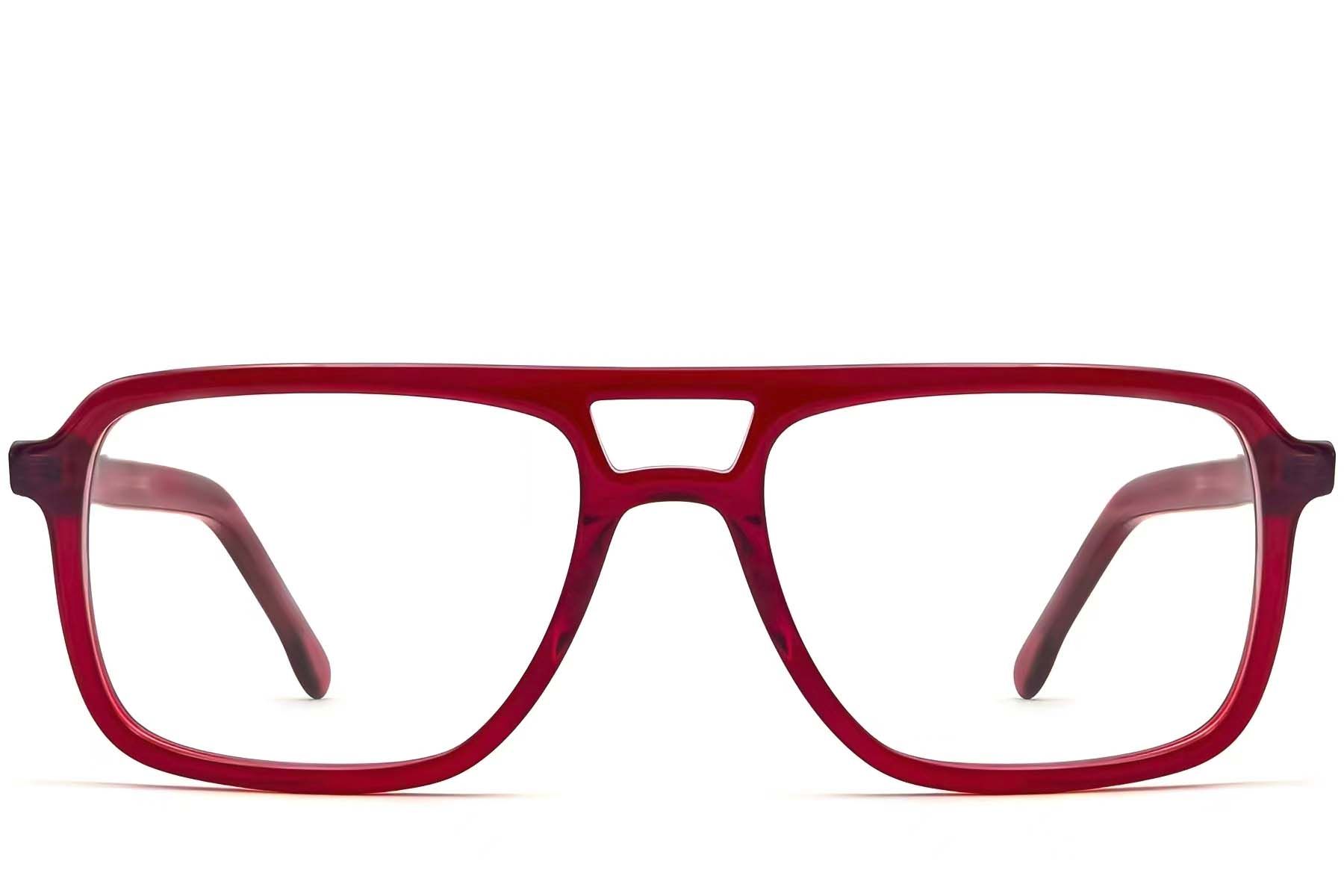 Lunettes aviateur en acétate rouge #BS0420-0103