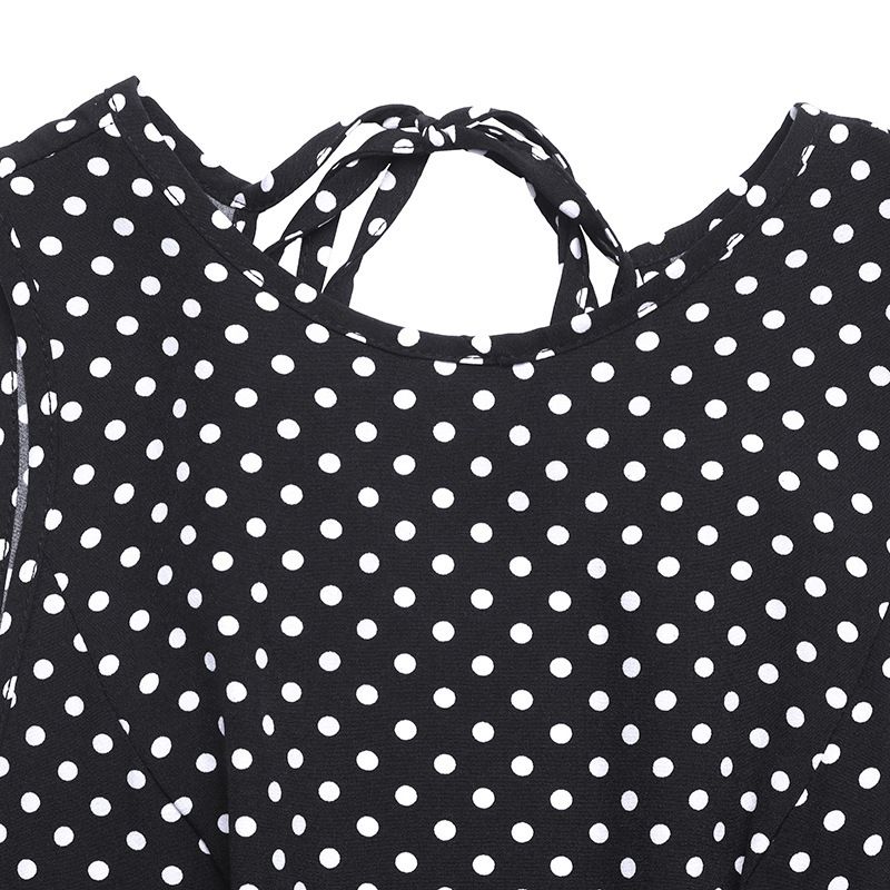 Vestido largo sin mangas de lunares con espalda descubierta