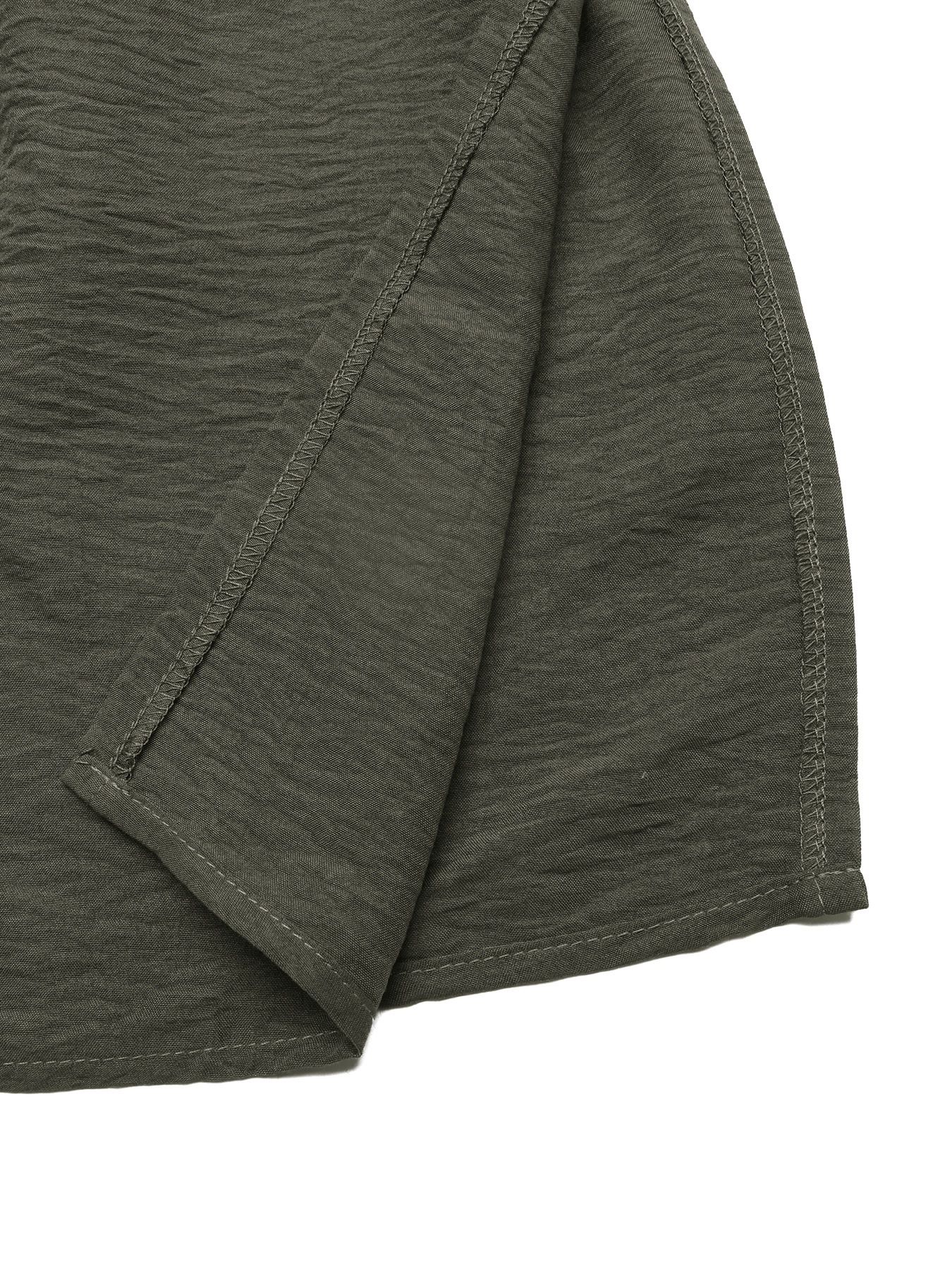 Vestido largo con volantes, escote en V, cinturón y abertura - Verde militar