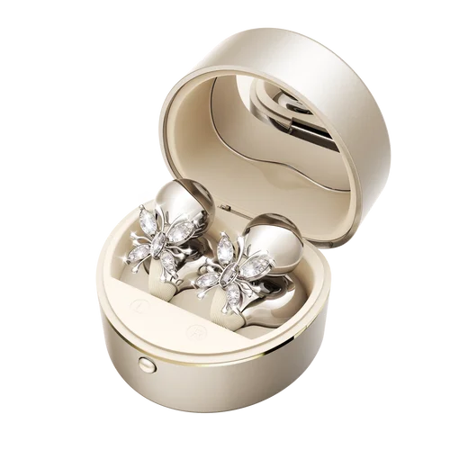 Butterfly Clip-On Wireless Earbuds with Makeup Mirror Case Model#M186
