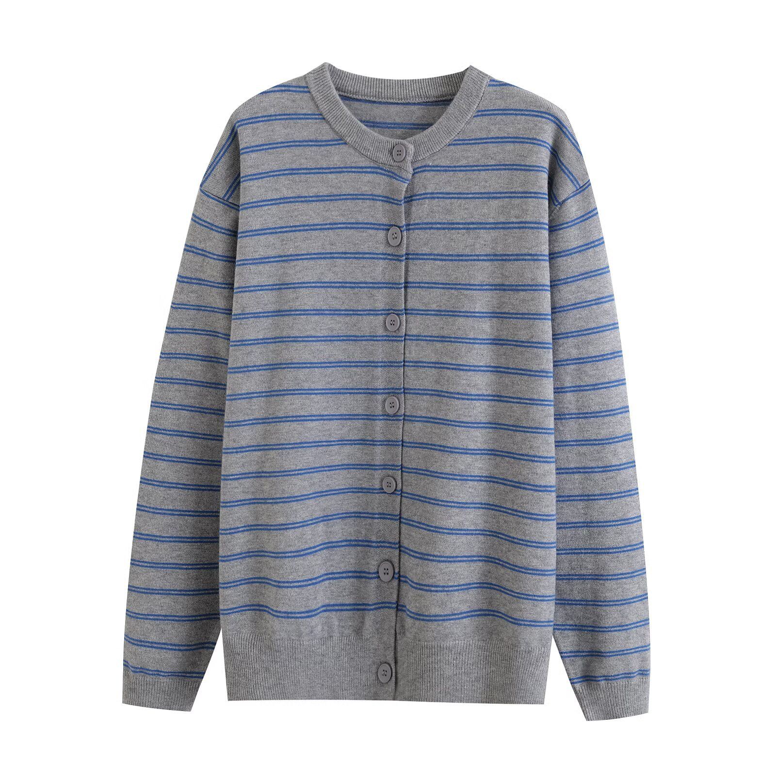 Striped Cardigan - Women's Stylish Casual Knitwear KUN-00049