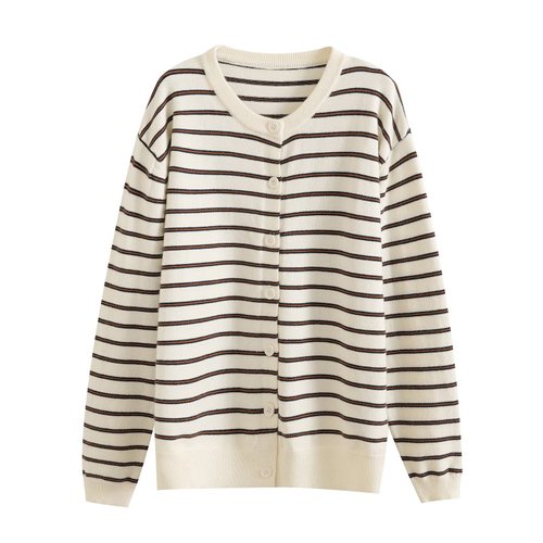 Striped Cardigan Sweater - Women's Stylish Casual Knitwear KUN-00040