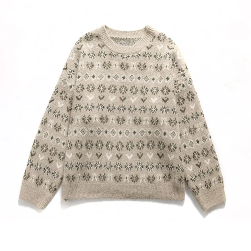 Alpaca Knit Sweater Women's European Style Classic Fashion KUN-00009