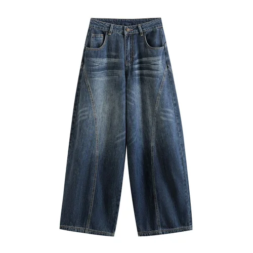 Women's Wide Leg Pants Patchwork Loose Fit KUN-00018
