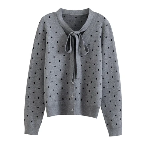 Women's Polka Dot Cardigan - Trendy Casual Knit KUN-00048