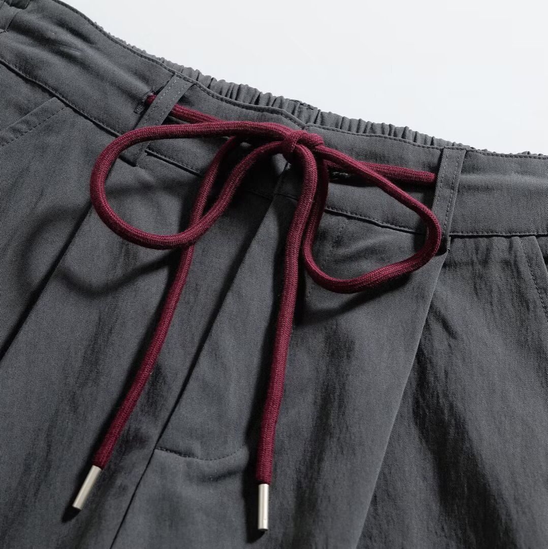Women's Wide Leg Trousers Red Rope Waist Casual Chic KUN-00008