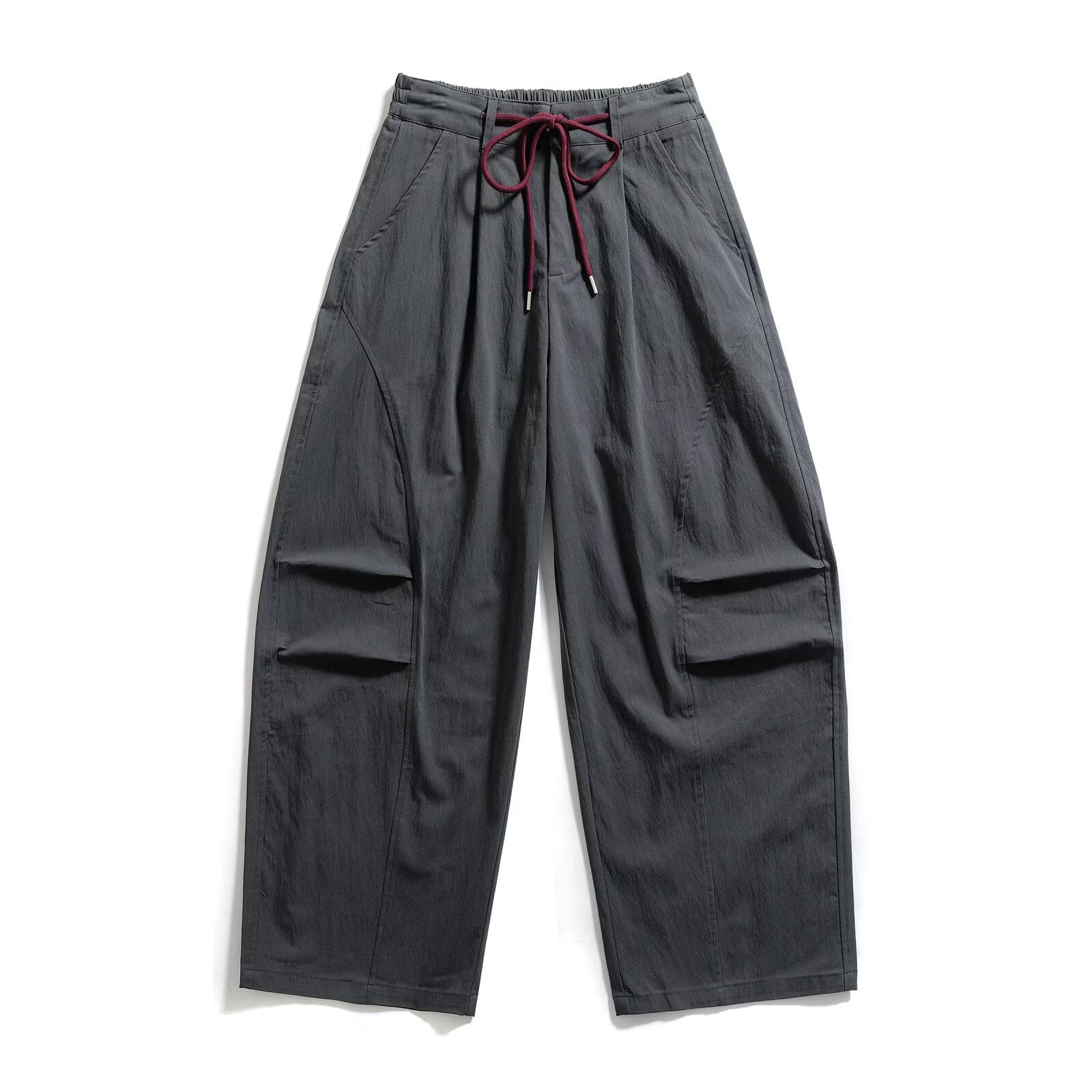 Women's Wide Leg Trousers Red Rope Waist Casual Chic KUN-00008