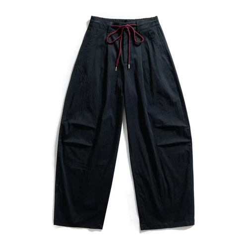 Women's Wide Leg Trousers Red Rope Waist Casual Chic KUN-00008