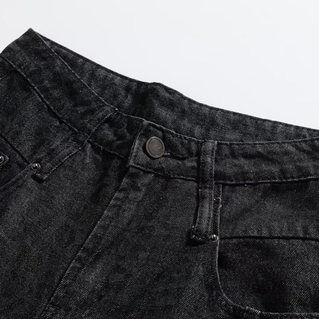 Jean en denim imprimé léopard classique, pantalon tendance pour femme KUN-00002