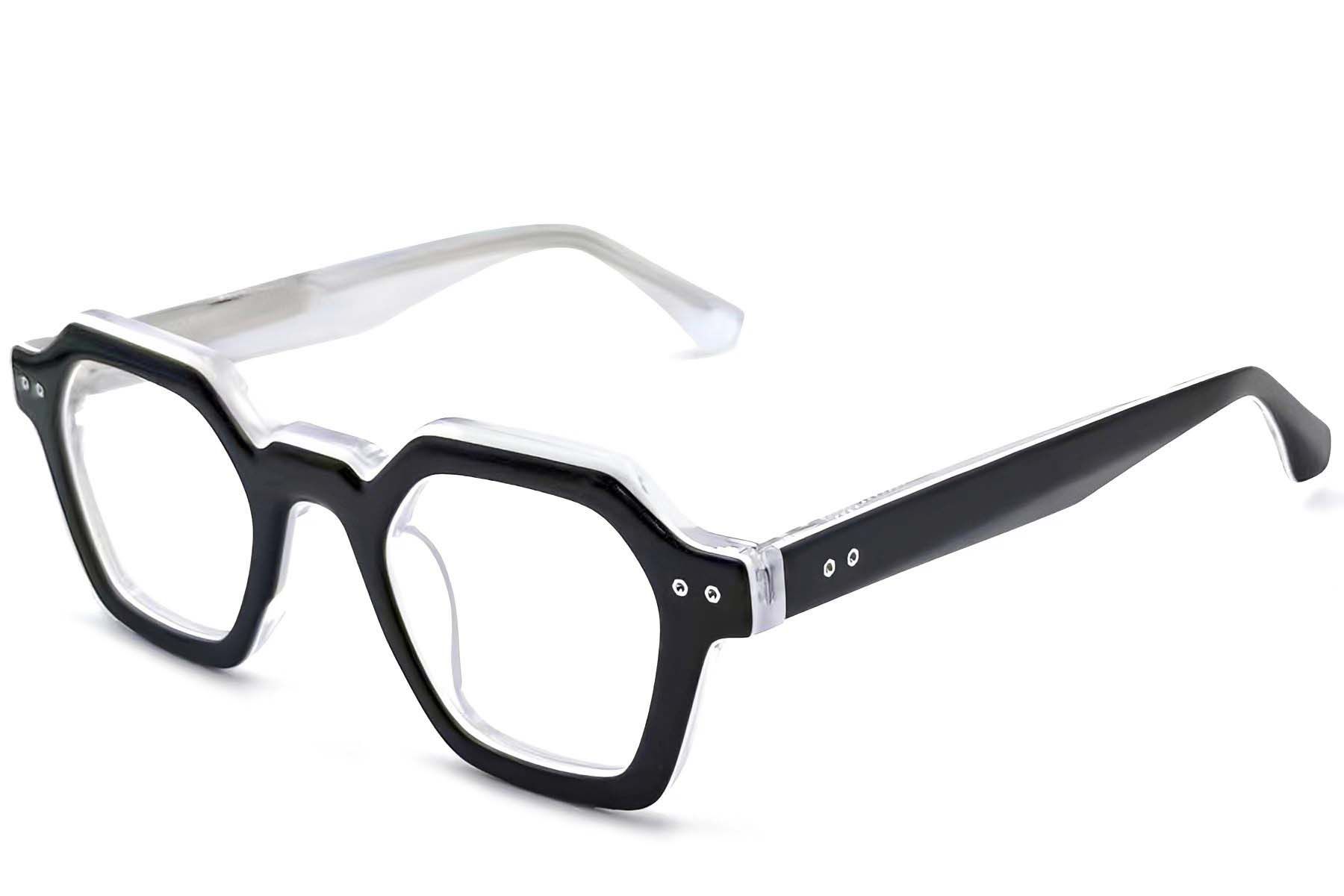 Geometric Black Acetate Glasses #BS0522-0049