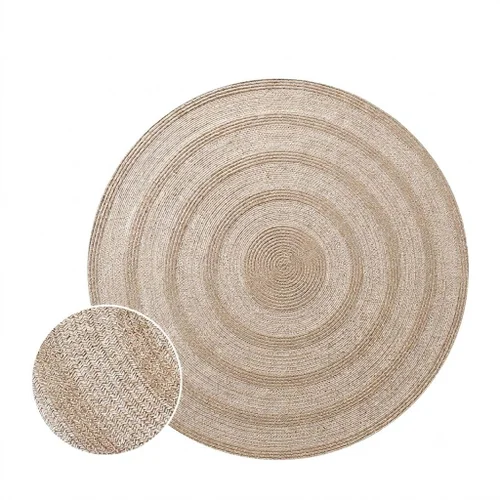 Natural Handwoven Jute Round Area Rug - Boho Home Decor