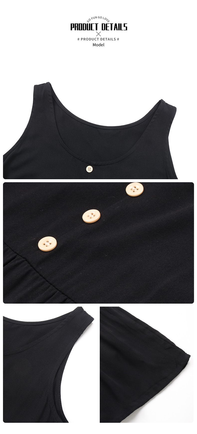 Vestido midi sin mangas con volantes y botones para mujer