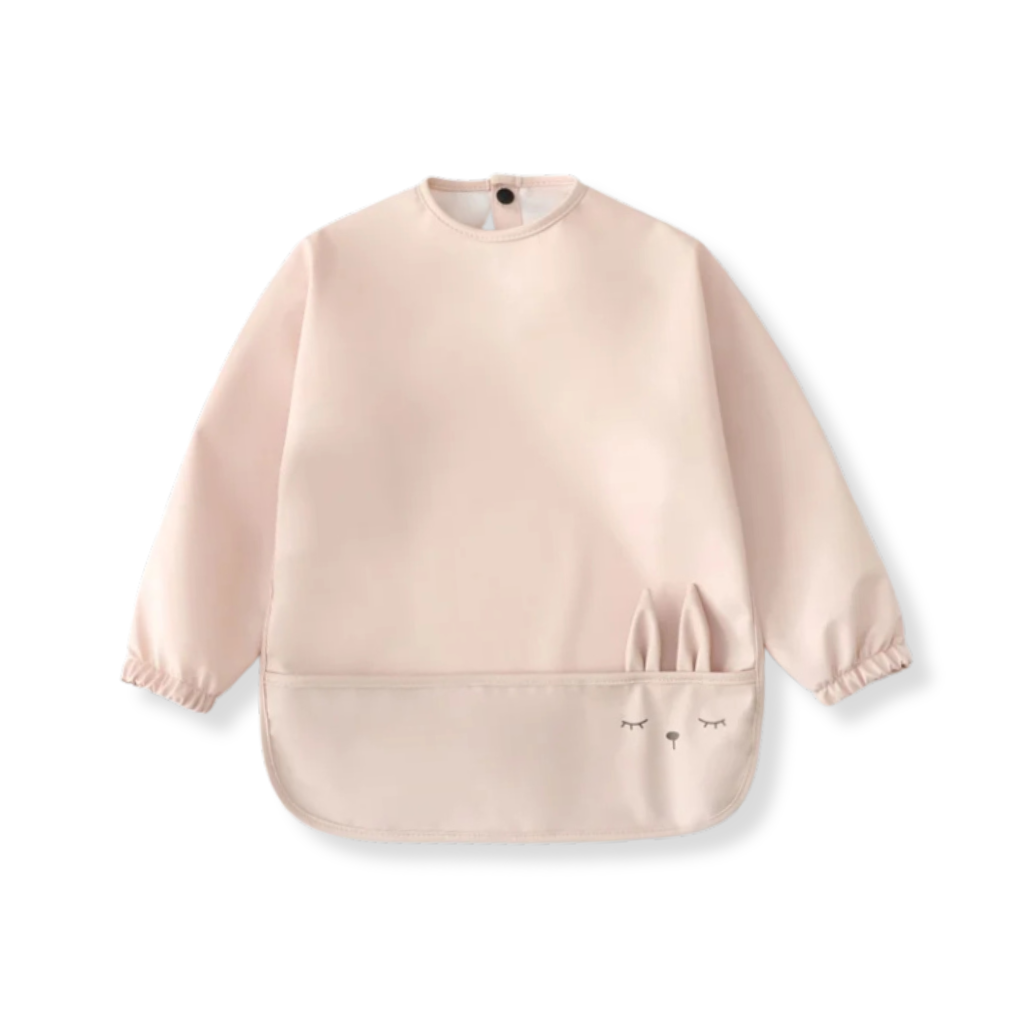 Long-Sleeve Baby Feeding Bib with Catch Pocket