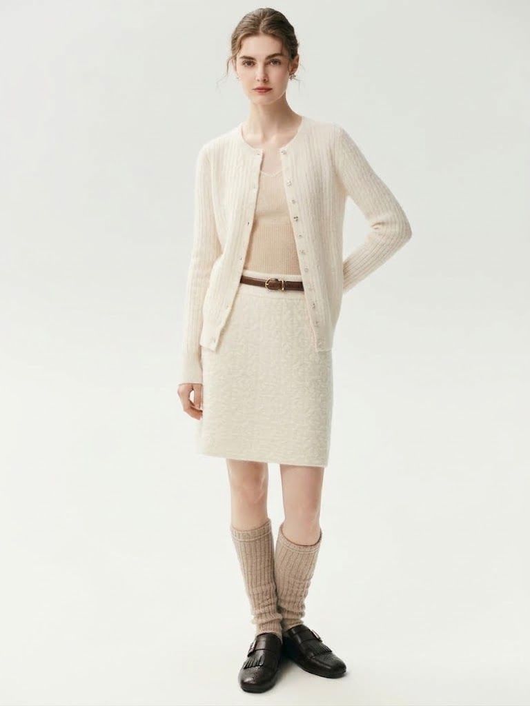 Cashmere Women's Textured Knit Mini A-Line Skirt