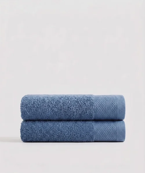 Cotton Plush Terry Bath Towel Set with Dobby Border - 2-Piece Set