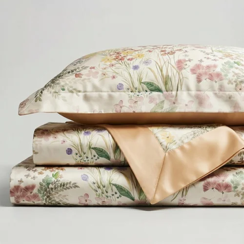 Set di biancheria da letto in cotone di alta qualità, 4 pezzi, con stampa floreale - Copripiumino morbido con motivo botanico
