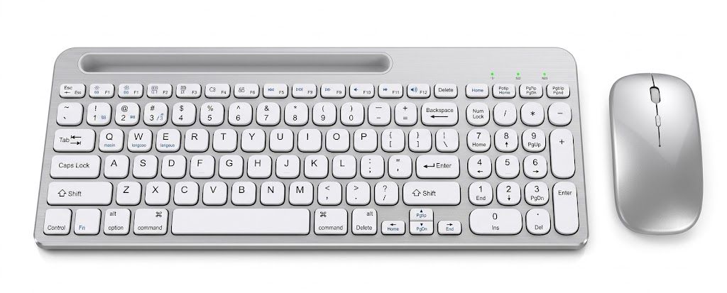 Ensemble clavier et souris sans fil Bluetooth 5.2 et 2,4 GHz fin et polyvalent, USB-C