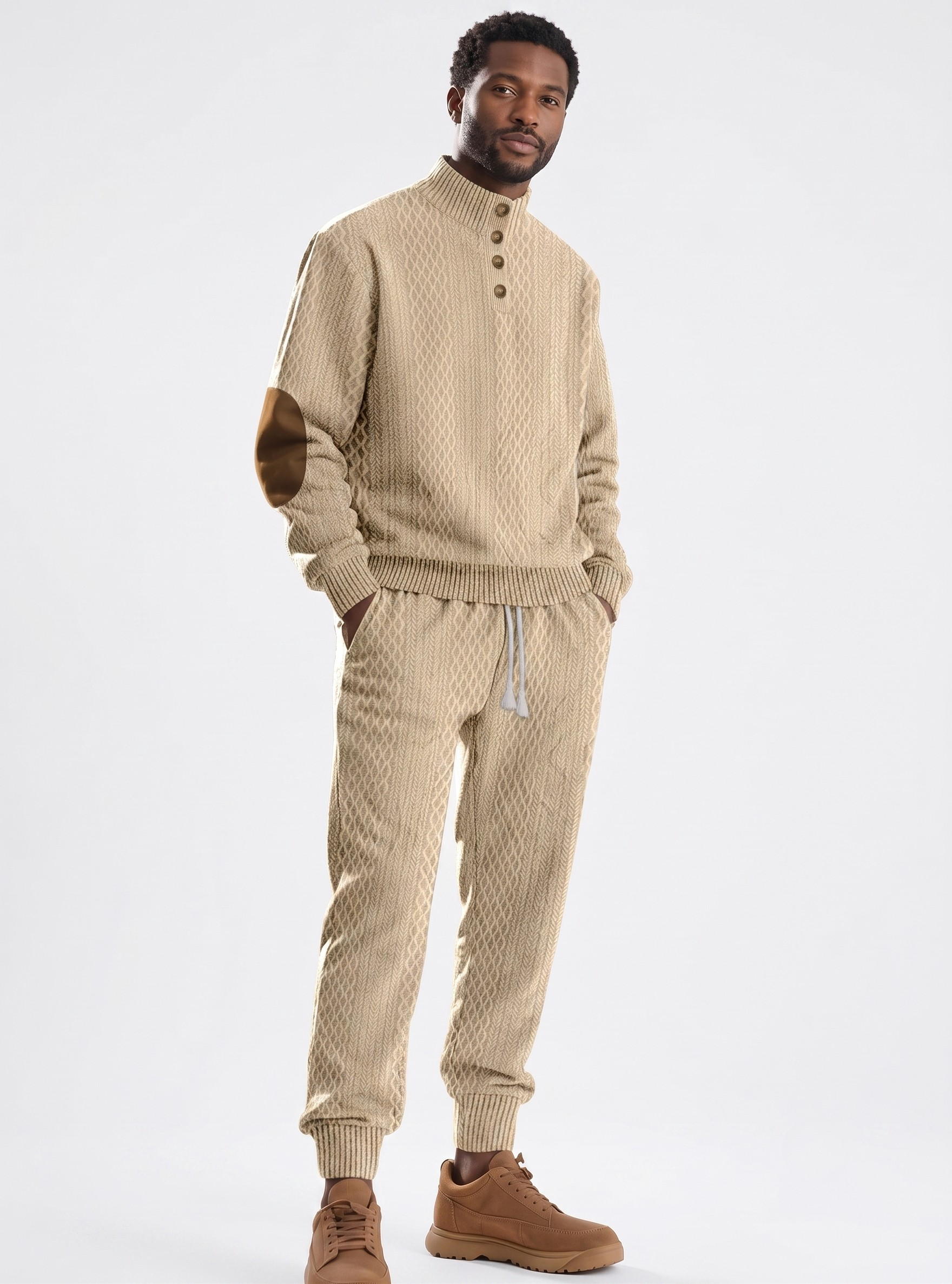 Ensemble de survêtement jacquard pour homme - Style décontracté, sportif et professionnel - Personnalisable NDF-00042