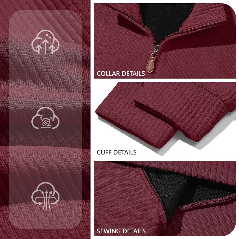 Men's Twill Jacquard Pullover Sweatshirt Long Sleeve Casual Sport NDF-00044