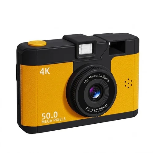 50MP 4K Digital Camera with 16x Digital Zoom, Wi-Fi Transfer, 2.4-Inch IPS Screen, MP3 Playback, 800mAh Battery