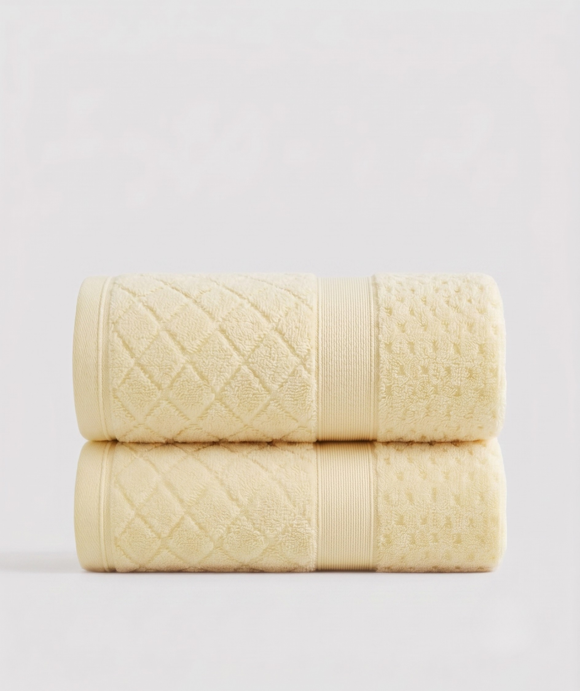 2-Piece Soft Cotton Terry Bath Towel Set with Dobby Border