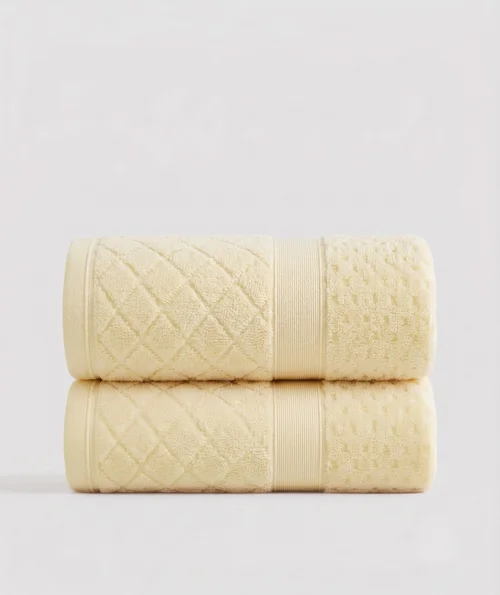 2-Piece Soft Cotton Terry Bath Towel Set with Dobby Border
