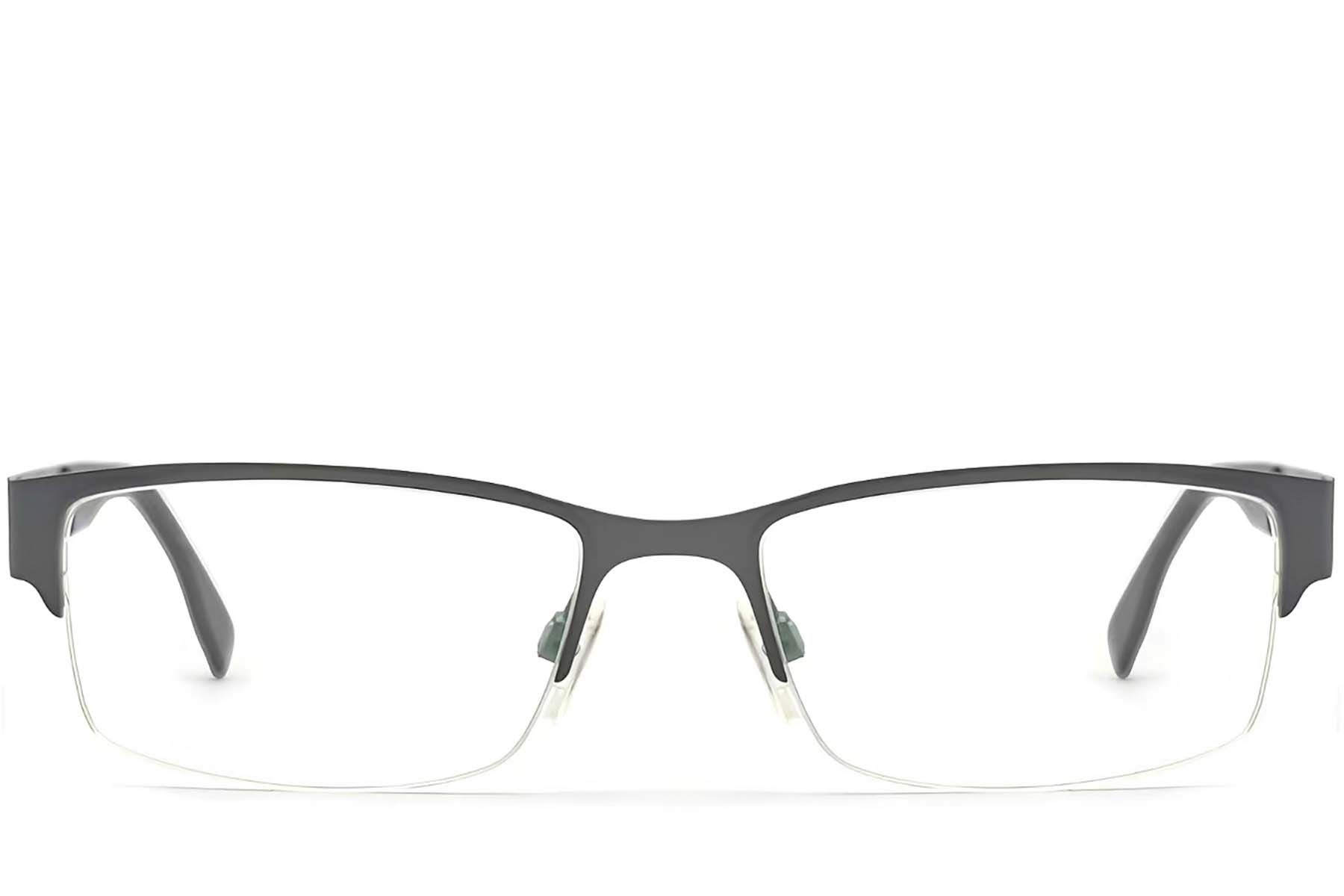 Halbrandlose Brille aus grauem Metall #BS2012-0443