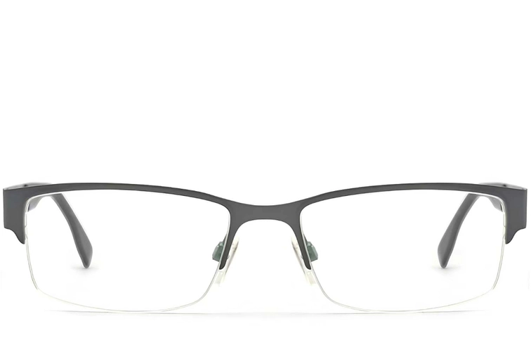 Halbrandlose Brille aus grauem Metall #BS2012-0443