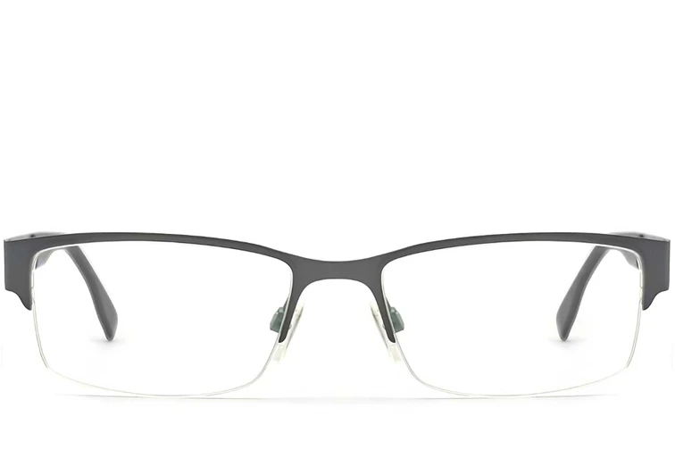 Semi-rimless Grey Metal Glasses #BS2012-0443