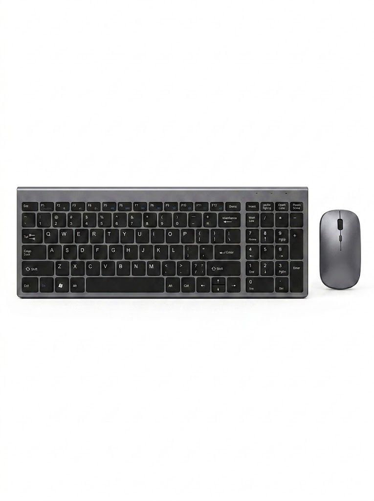 Slim 2.4G Wireless Keyboard & Mouse Combo with Quiet Scissor-Foot Keys
