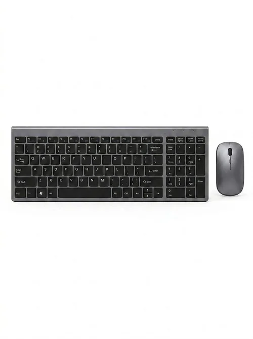 Slim 2.4G Wireless Keyboard & Mouse Combo with Quiet Scissor-Foot Keys