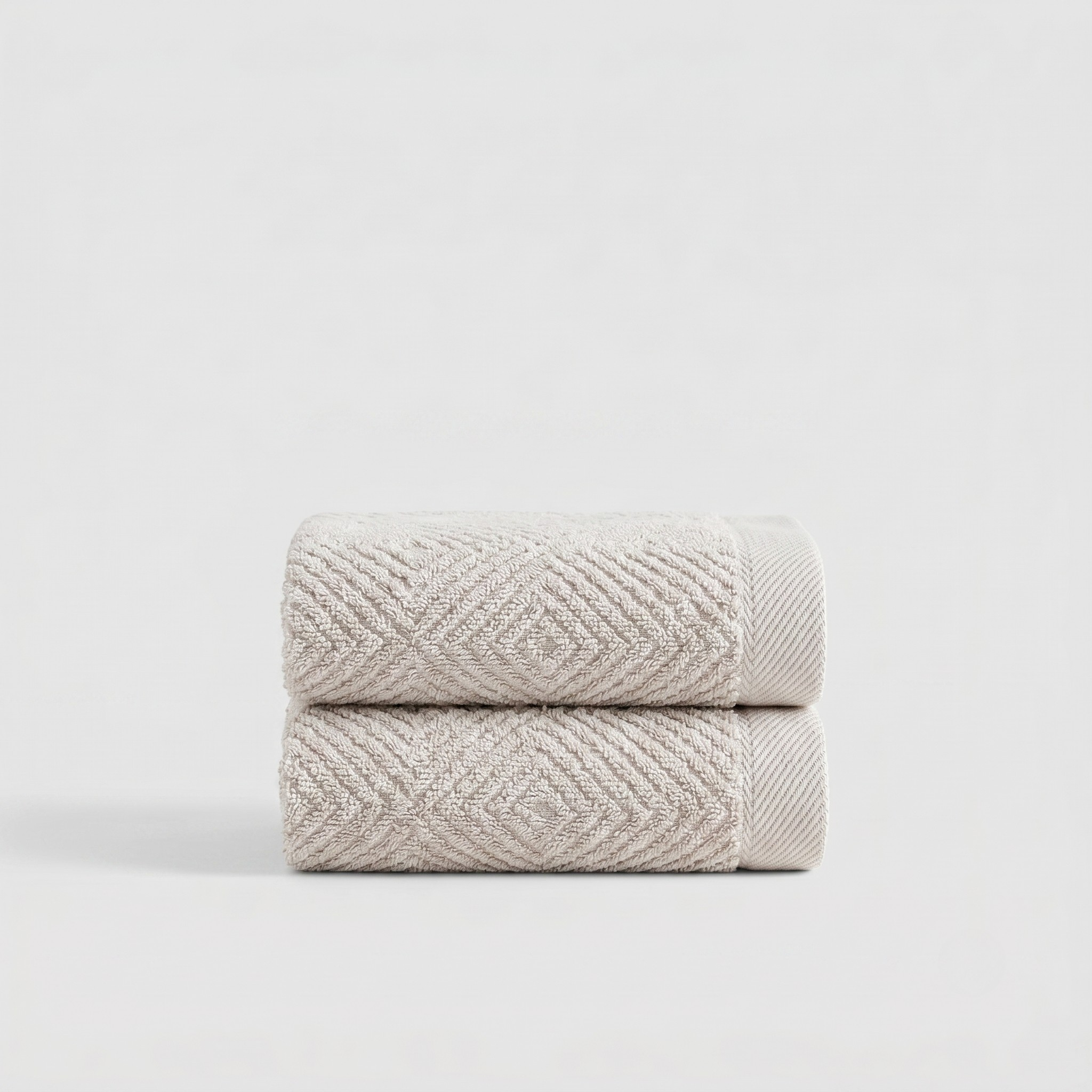 Plush Cotton Chevron Pattern Square Hand Towel 2-Piece Set
