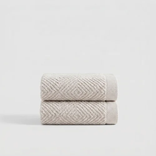 Plush Cotton Chevron Pattern Square Hand Towel 2-Piece Set