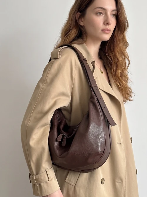 Soft Faux Leather Slouchy Hobo Bag - Shoulder Crossbody