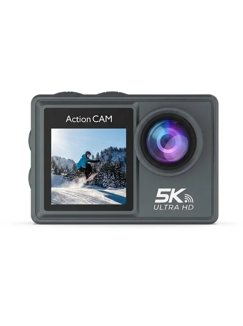Cámara de acción OurLife 5K Ultra HD, resistente al agua hasta 30 m, EIS, doble pantalla, lente gran angular de 170°, cámara deportiva subacuática