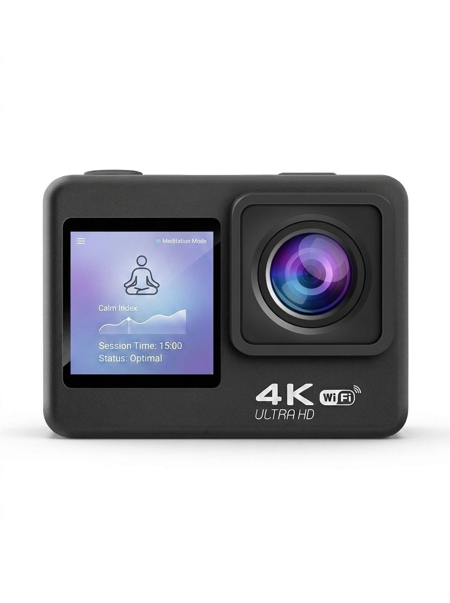 Cámara de acción 4K a 60 FPS, resistente al agua hasta 30 m, estabilización electrónica de imagen (EIS) de 6 ejes, doble pantalla, gran angular de 170°, cámara deportiva con pantalla táctil y conexión Wi-Fi.