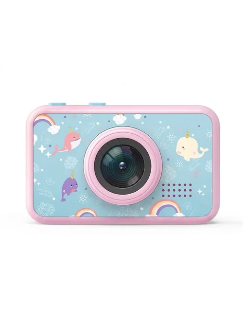 Cámara digital OurLife para niños, doble lente, video HD 1080p, cámara de juguete con diseño de dibujos animados, regalo de cumpleaños para niños y niñas.