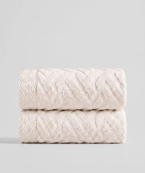 Cotton Geometric Terry Towel 2-Piece Set - Absorbent & Soft